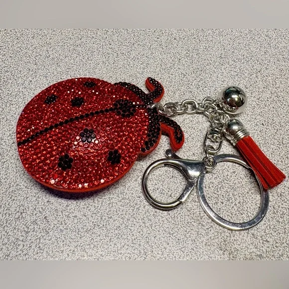 Red Ladybug Keychain with Rhinestones - Picture 2 of 5